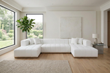Montecito Ivory Velvet Double Chaise "U" Shape Sectional Sofa - Ornate Home