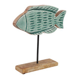 Duncanwick Blue/Brown Large Wood Fish on Base
