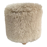 Sullivan Ivory Shaggy Faux Hair Footed Ottoman