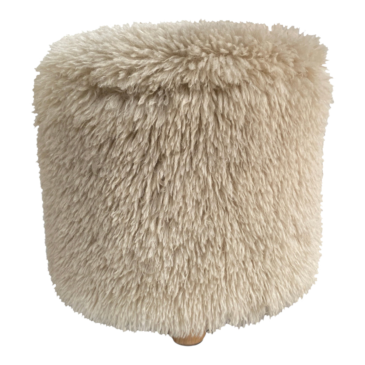 Sullivan Ivory Shaggy Faux Hair Footed Ottoman