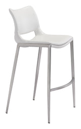 Ace White & Silver Barstool (Set of 2)