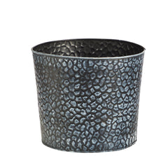 11.5” Embossed Tin Bucket with Pebble Pattern - Ornate Home