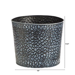 11.5” Embossed Tin Bucket with Pebble Pattern - Ornate Home
