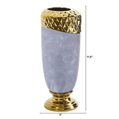11.5” Regal Stone Vase with Gold Accents - Ornate Home
