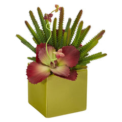 11” Succulent Artificial Plant in Green Planter - Ornate Home