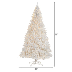 11' White Artificial Christmas Tree with 2720 Bendable Branches and 1000 LED Lights - Ornate Home
