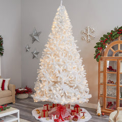 11' White Artificial Christmas Tree with 2720 Bendable Branches and 1000 LED Lights - Ornate Home