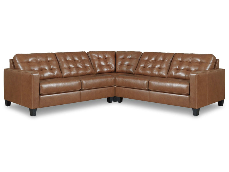 Baskove Auburn Leather Match 3pc Symmetrical Sectional - Ornate Home