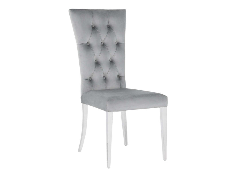 Kerwin Gray & Chrome Tufted Side Chair (Set of 2) - Ornate Home