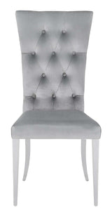 Kerwin Gray & Chrome Tufted Side Chair (Set of 2) - Ornate Home