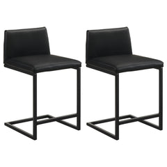 Vardon Black Genuine Leather Counter Height Chair (Set Of 2)
