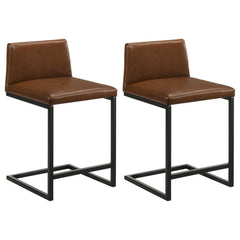 Vardon Dark Brown Genuine Leather Counter Height Chair (Set Of 2)