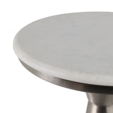 Redcrest White/Silver Tapered Mtal Base and Marble Drnk Table