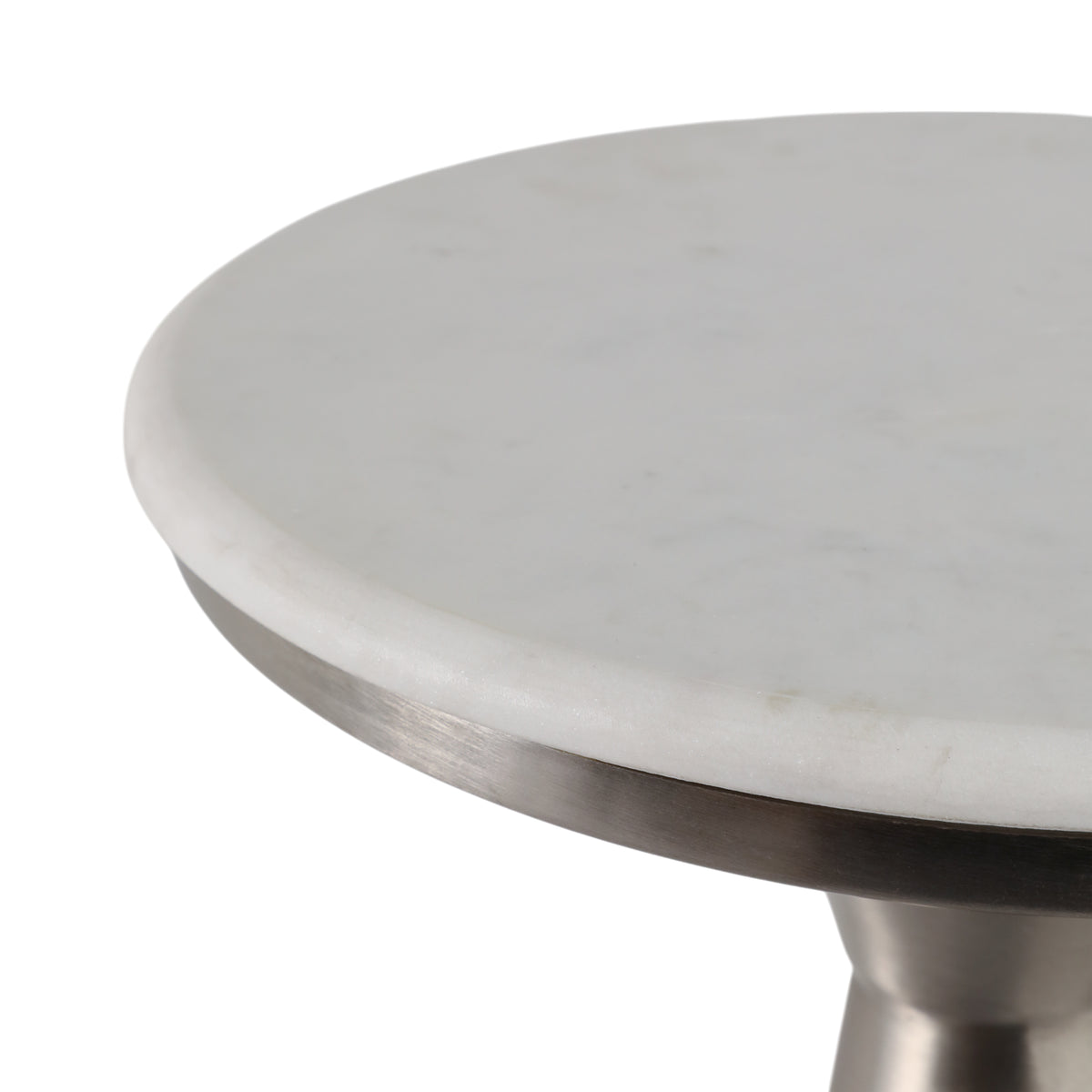 Redcrest White/Silver Tapered Mtal Base and Marble Drnk Table