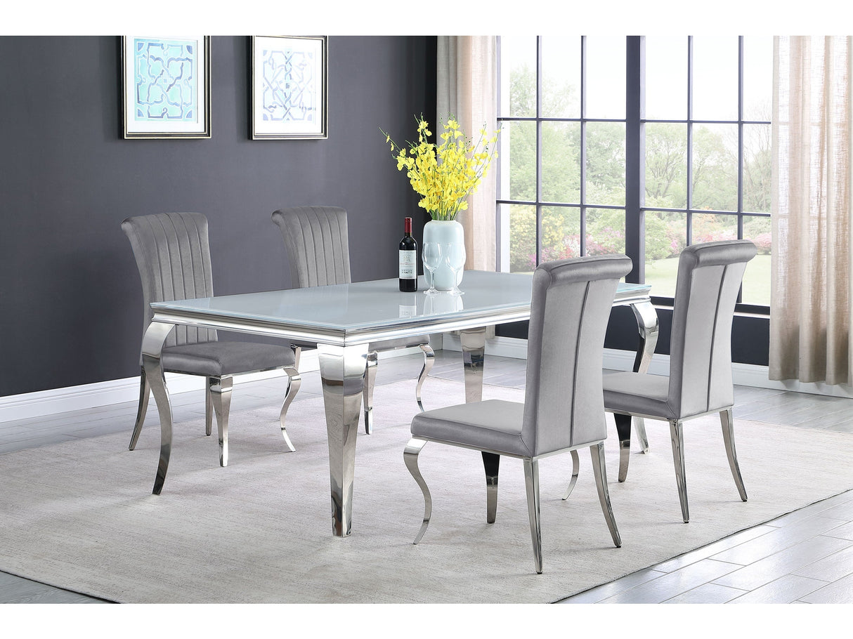 Carone Grey 81" White Glass Top Dining Room Set - Ornate Home