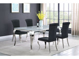 Carone Black 81" White Glass Top Dining Room Set - Ornate Home