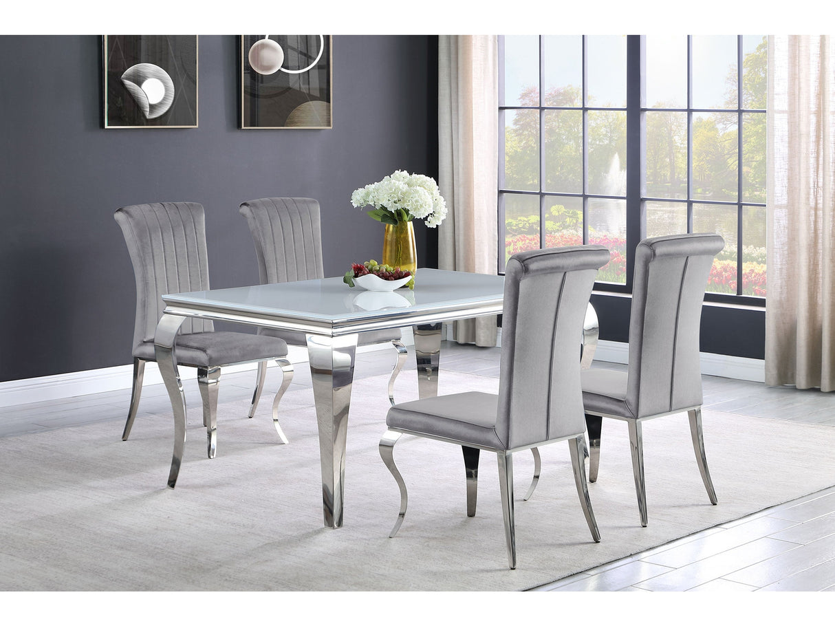 Carone Grey White Glass Top Dining Room Set - Ornate Home