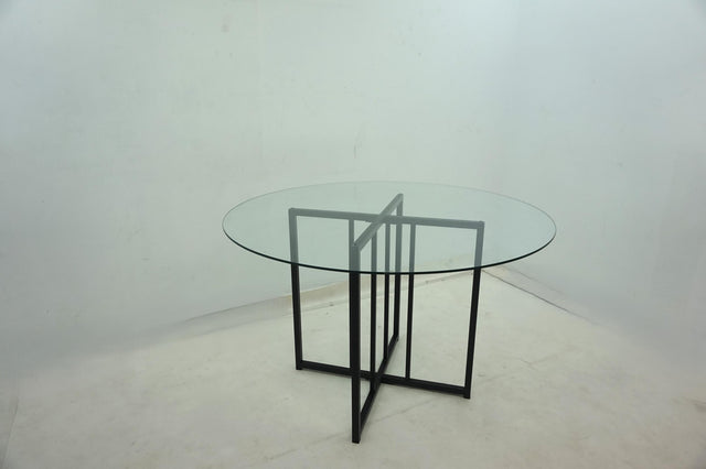 Pace Black 48-inch Round Glass Top Dining Table Matte