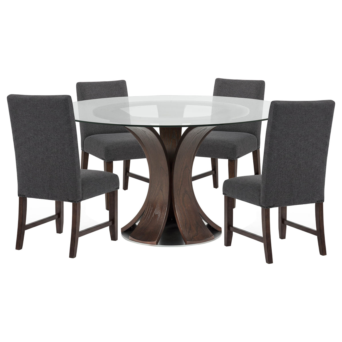 Naser Grey And Dark Walnut 5-Piece 48-inch Round Dining Table Set