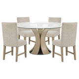 Naser Beige And Light Oak 5-Piece 48-inch Round Dining Table Set