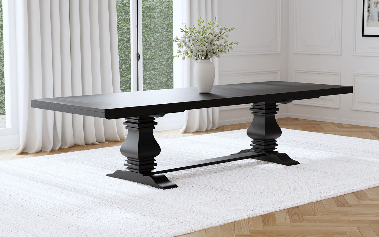 Florence Distressed Black Rectangular Dining Room Table - Ornate Home