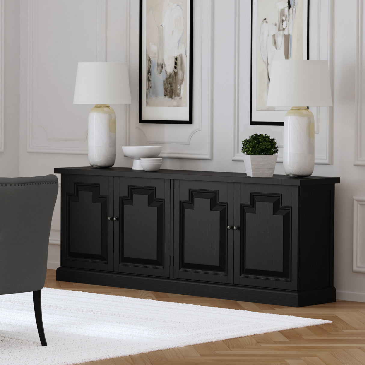 Florence Distressed Black Sideboard - Ornate Home