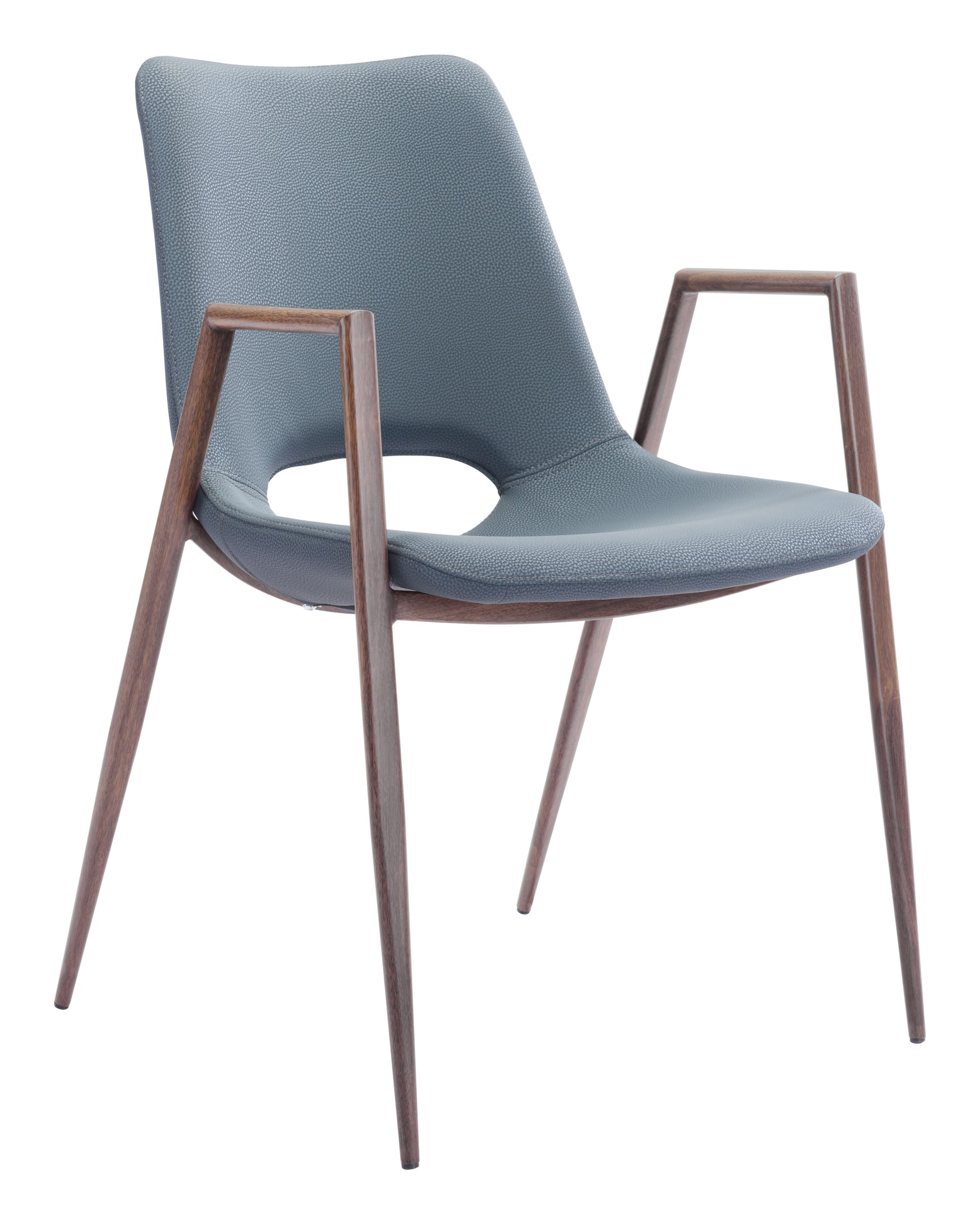 Desi Azure Gray & Walnut Dining Chair (Set of 2)
