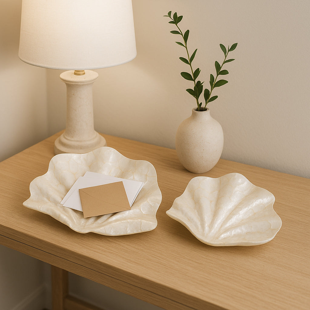 Ignacio Ivory Capiz Shell Shaped Bowls (Set of 2)