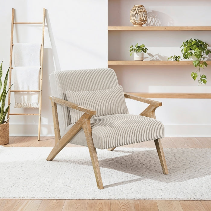 Chevron Beige Accent Chair