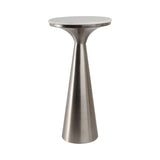 Redcrest White/Silver Tapered Mtal Base and Marble Drnk Table