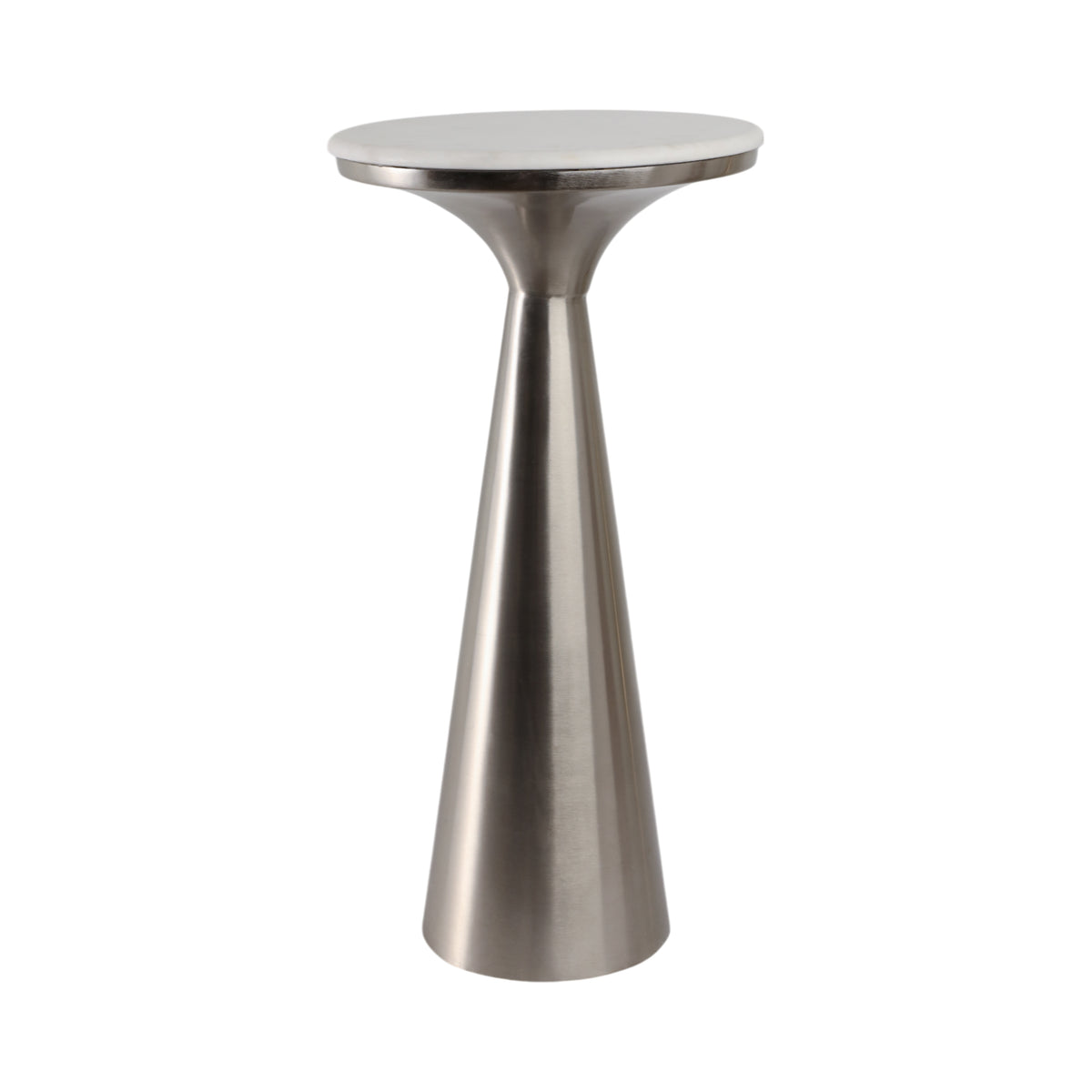 Redcrest White/Silver Tapered Mtal Base and Marble Drnk Table