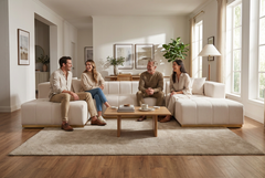 Montecito Ivory Velvet Double Chaise "U" Shape Sectional Sofa - Ornate Home