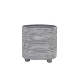 Polk Gray Footed Planters with Lines (Set of 2)
