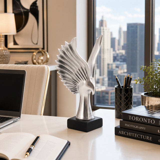 Boron Silver Small Resin Eagle Table Accent