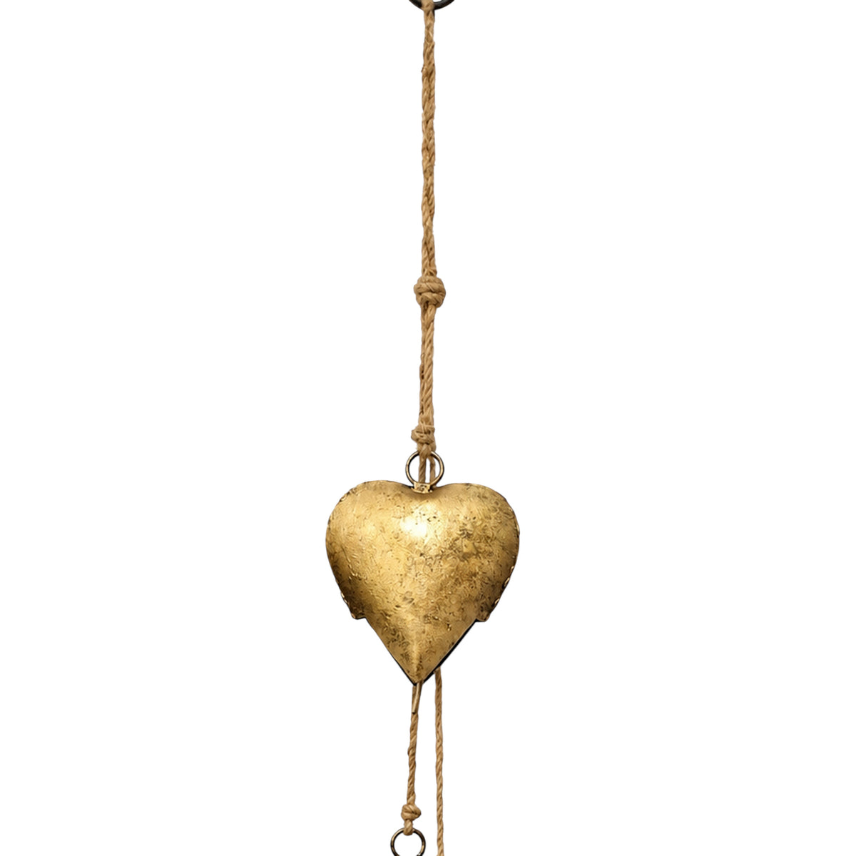 Pierce Gold Metal 3 Heart Bell Windchime