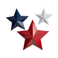 12”, 18” and 24” Americana Farmhouse Metal Stars Wall Decor Set (Set of 3) - Ornate Home