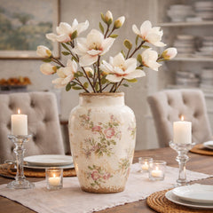 12.5” Tuscan Ceramic Floral Print Vase - Ornate Home