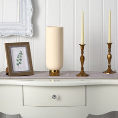 12.75” Elegance Ceramic Cylinder Vase with Gold Accents - Ornate Home