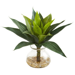 12" Agave Succulent Artificial Plant in Glass Vase" - Ornate Home