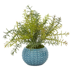 12” Rosemary Artificial Plant in Blue Planter - Ornate Home