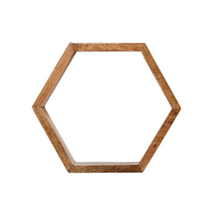 12” Wooden Hexagon Floating Honeycomb Shelve (Set of 5) - Ornate Home