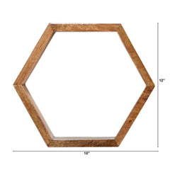 12” Wooden Hexagon Floating Honeycomb Shelve (Set of 5) - Ornate Home