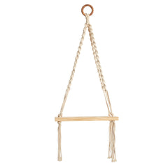 12” x 22” Hand Woven Macrame Wall Hanging with Wooden Shelf - Ornate Home