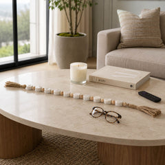 Big Springs White/Natural Marble and Wood Beads Garland