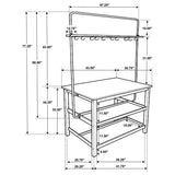 Hollis Brown & White Kitchen Island Counter Height Table w/ Pot Rack - Ornate Home