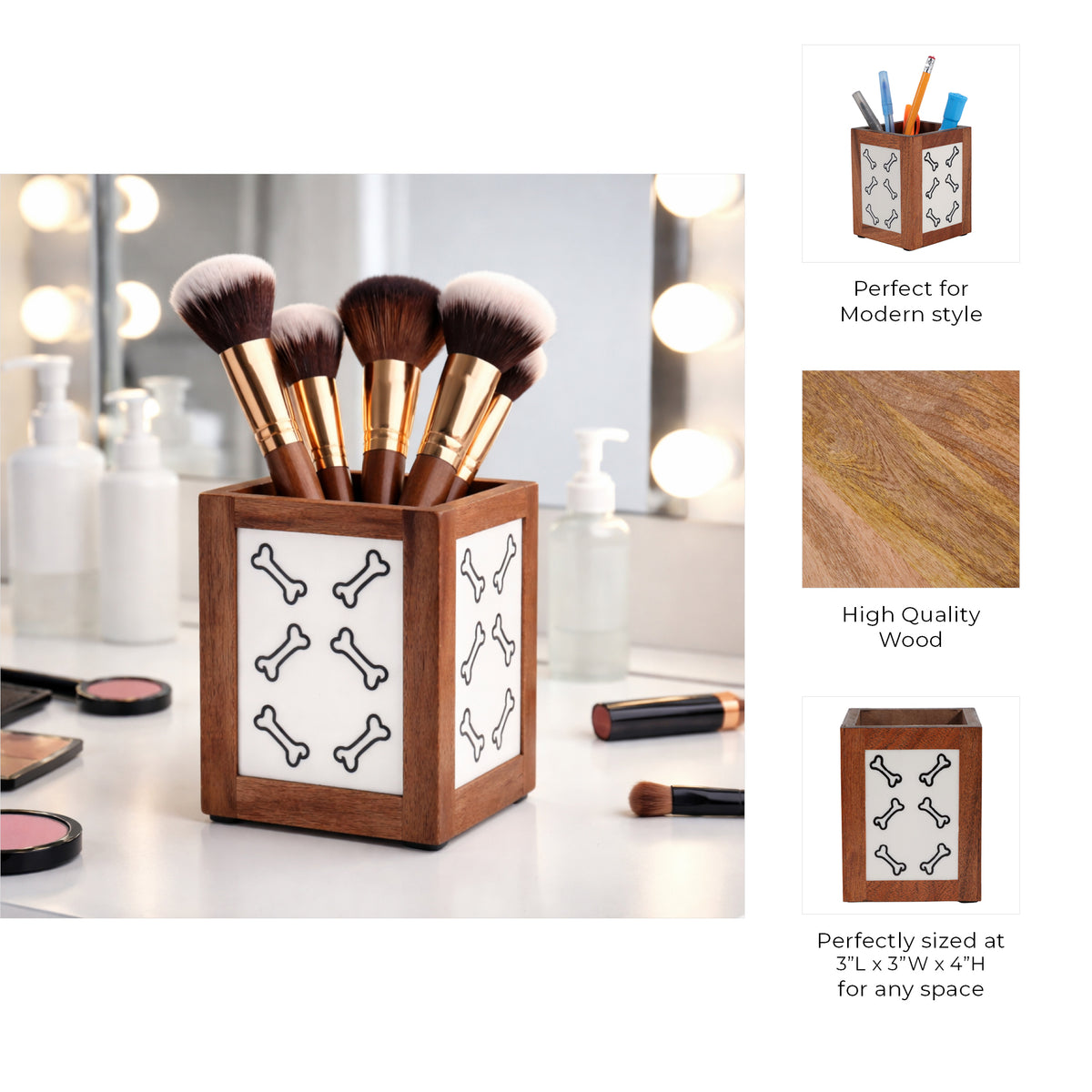 Carlinway Ivory/Brown Pencil Cup