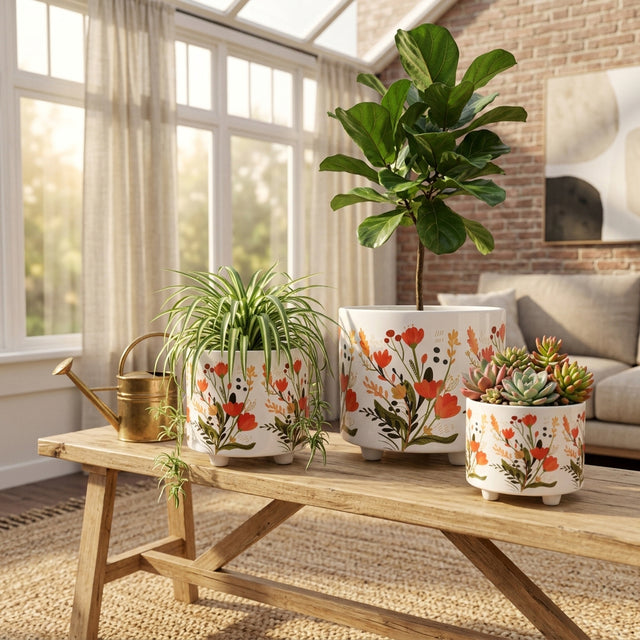 Brynham Red/Orange Planters (Set of 3)