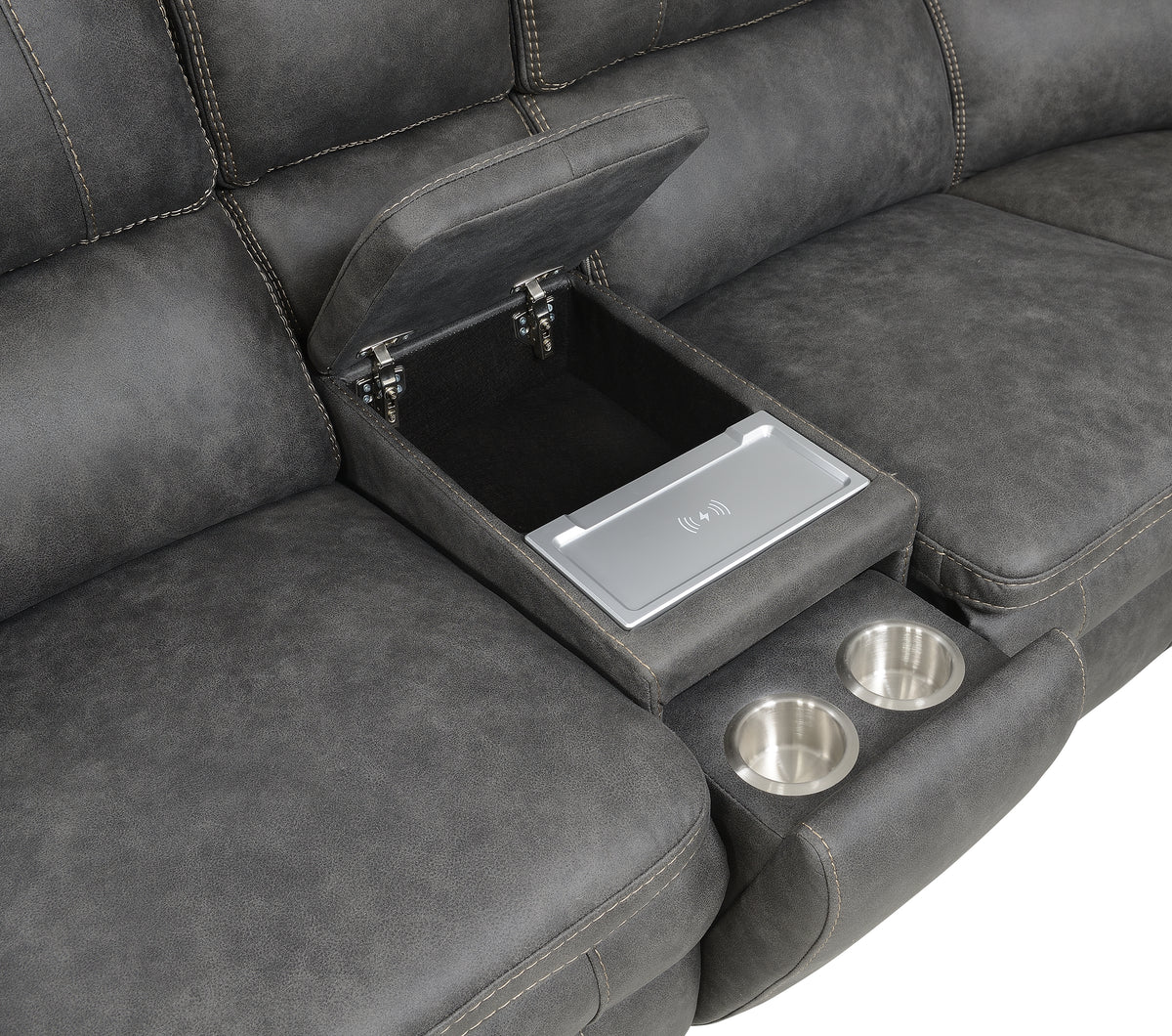 Wasatch Iron Fabric 6-Pc Power Reclining Sectional with 2 Power Recliners