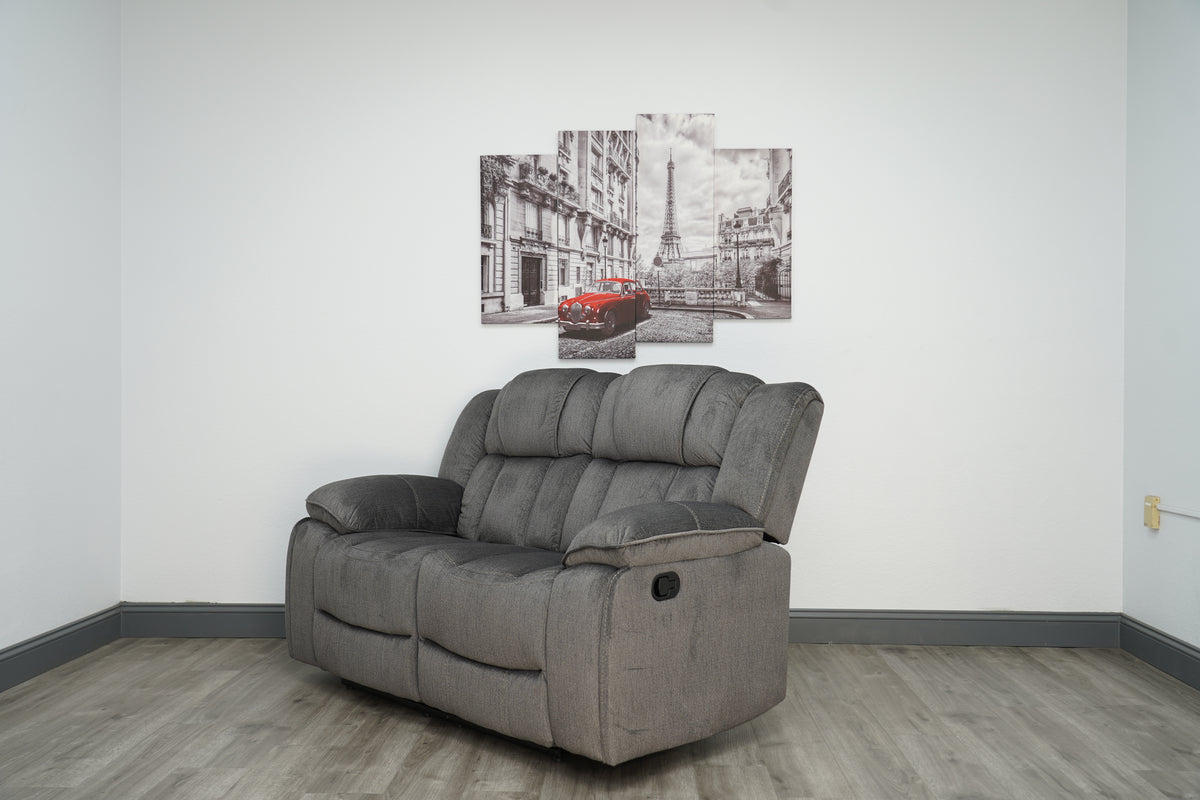 Midway Pewter Fabric Reclining Sofa & Loveseat