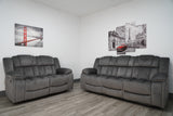 Midway Pewter Fabric Reclining Sofa & Loveseat